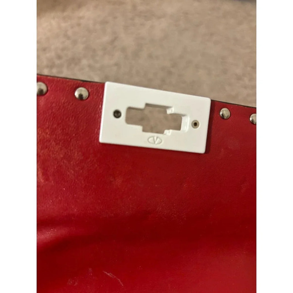 Valentino Rockstud Spike Red White Quilted Handle Shoulder chain Bag. - Picture 11 of 16